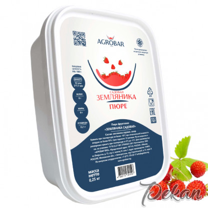 Пюре замороженное Земляника Agrobar, 250 г Пюре замороженное Земляника Agrobar, 250 г