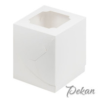 Коробка для 1 капкейка Белая с окном 10х10х10 см №16