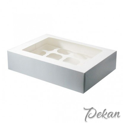 Коробка для 12 капкейков Белая с окном 33x25x10 см №1 Коробка для 12 капкейков Белая с окном 33x25x10 см №1